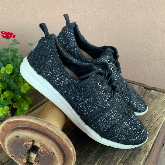 Toms Del Ray Black Tweed Sneaker - Picture 1 of 8